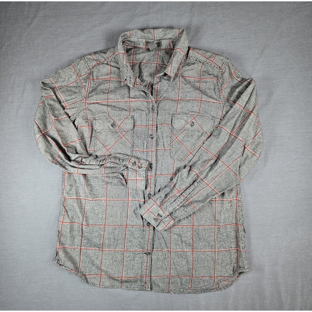 Eddie‎ Bauer Womens Flannel Shirt Plaid Large Gorpcore Cottagecore Workwear